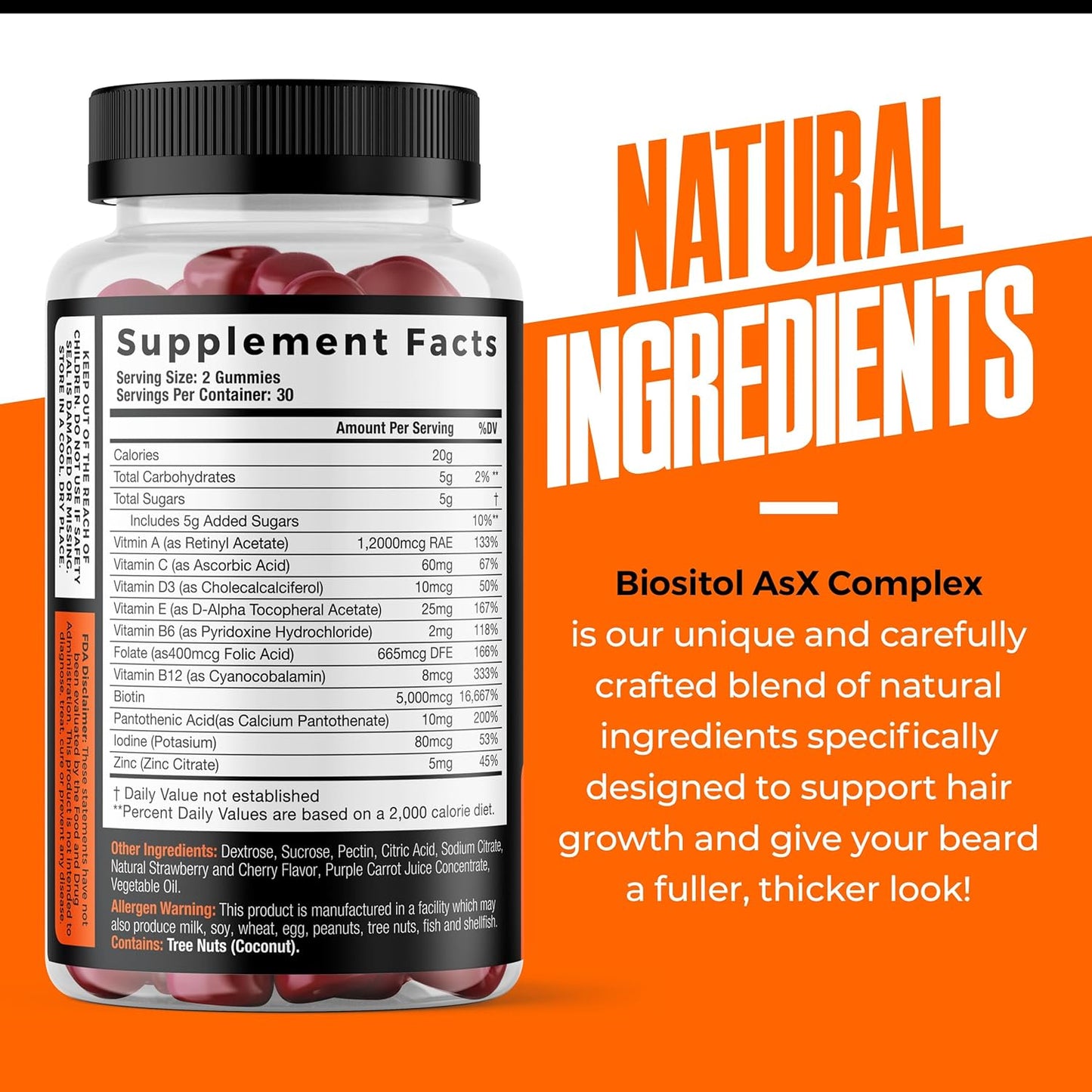 Wild Willies Beard Growth Gummies Supplement for Men - with Biotin & 19 Vitamins for Stronger, Thicker Facial Hair - 60 Gummies