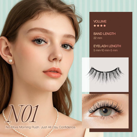 LASHVIEW Upgrade Magnetic Eyelashes with Applicator, Reusable Soft Magnetic Lashes Natural Look with 0.17mm Ultra-Thin Magnets No Glue Needed Easy to Wear and Remove-N01