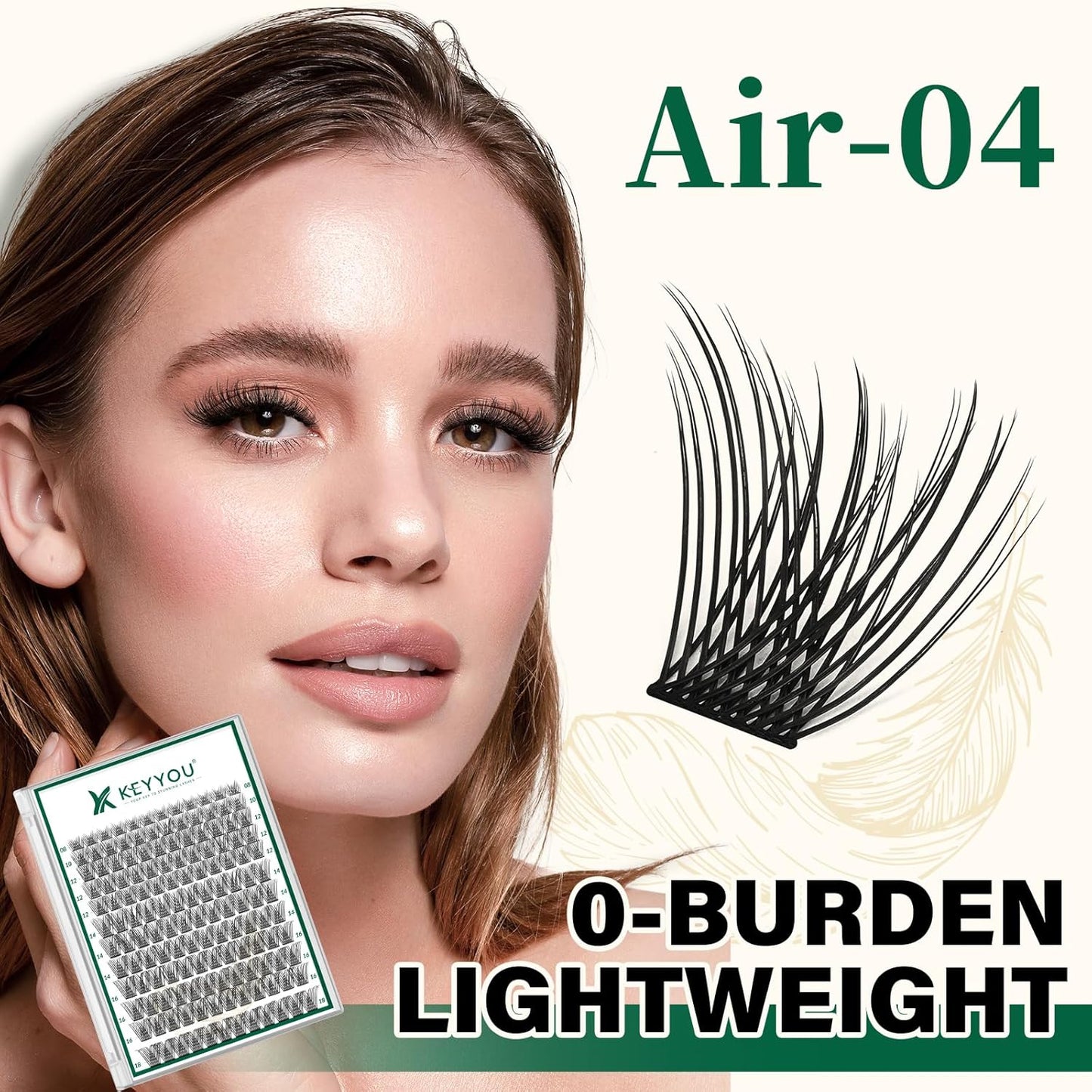 Lash Clusters 144pcs Individual Lashes D Curl 8-18MIX Eyelash Clusters KEYYOU Air Touch Cluster Lashes Super Lightweight Soft Wispy Comfortable Easy DIY at Home(Air04-D-8-18MIX)