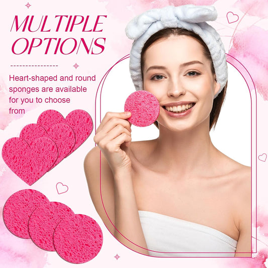 Loopeer 96 Pcs Compressed Facial Sponges with Container Disposable Face Sponge Pads for Washing Face Cleansing Exfoliating Esthetician Makeup Removal (Pink)