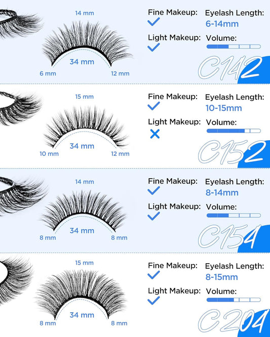 BEYELIAN False Eyelashes Natural Look 20 Pairs Strip Lashes, Wispy Lash Pack Soft 3D Volume Faux Mink Lashes That Look Like Extensions C-MIX-1