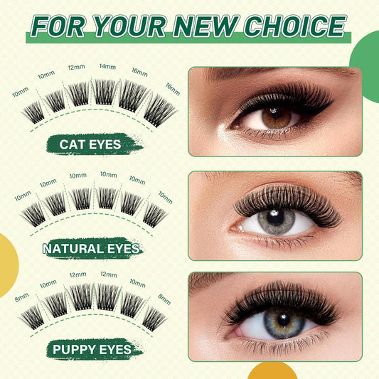 DIY Lash Extension Kit KEYYOU 144pcs Lash Clusters Eyelash Extension Kit with Mascara Brush Bond and Seal Lash Remover Lash Applicators Lash Brush for DIY Lash Extensions (Y12 Kit)