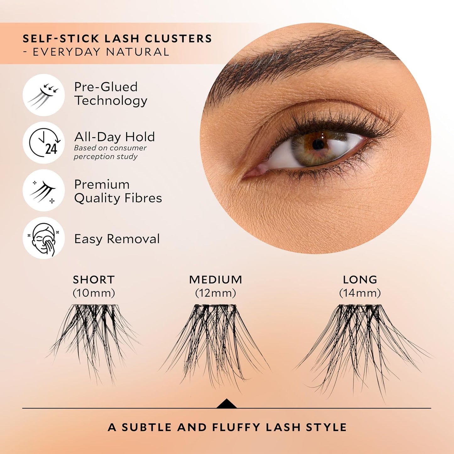 Velour-Xtensions™ Self-Stick Lash Clusters Kit, Self Adhesive Eyelashes, Includes 12 Eyelash Clusters & Applicator, Comfortable & Lightweight Lash Extensions