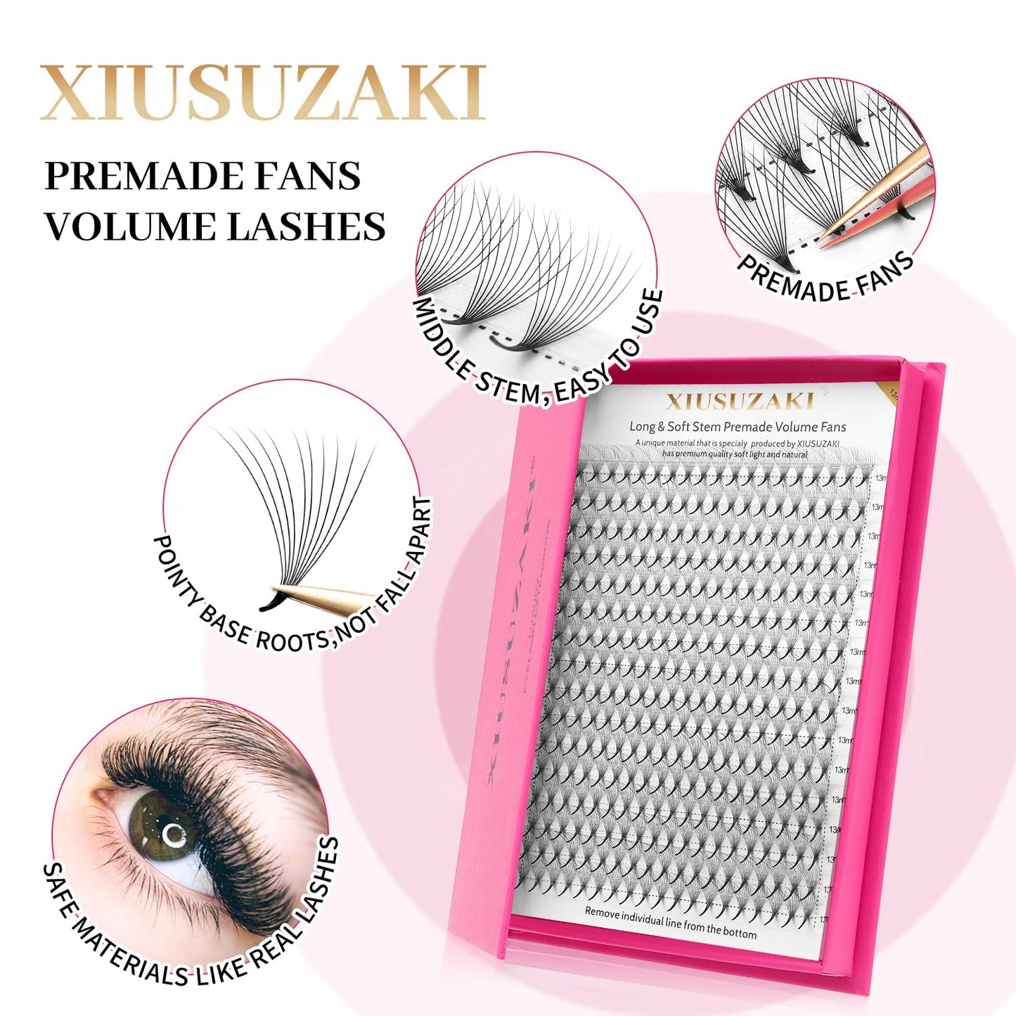 Premade Fans Eyelash Extensions 12D Volume Lash Extensions 0.05 Thickness Eyelash Extension D Curl Premade Lash Fans Mix 9-16mm Fluffy Soft Handmade Lash Fan(12D-0.05-D,9-16mm)