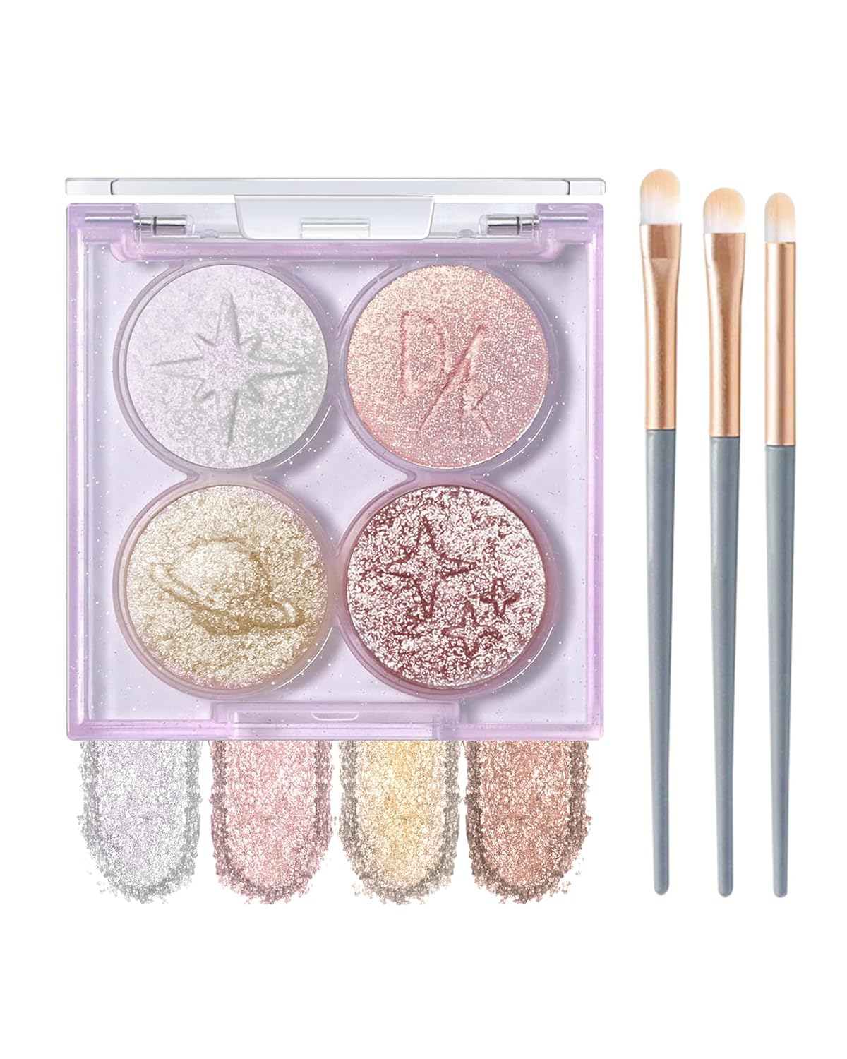 Holographic Multichrome Gold Glitter Eyeshadow&Highlighter Palette, Sparkling Color Shift Metallic Shimmer Face Eye Shadow Palette,Highly Pigmented Creamy Mini Facial Illuminator Fairy Makeup-01
