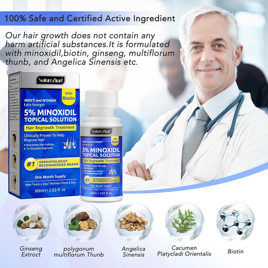 Minoxidil for Men-5% Extra Strength Hair Regrowth for Men Treatment-5% Topical Solution-Dropper Applicator Included -Minoxidil for Women-Stop Thinning & Hair Loss (1pcs