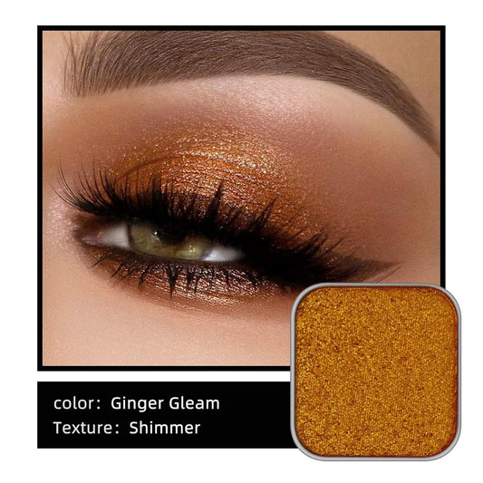 Magnetic single shimmer gold eyeshadow with metal pan, subtle shimmer orange eyeshadow refill pan, mini palette for empty magnetic palette (Ginger Gleam)