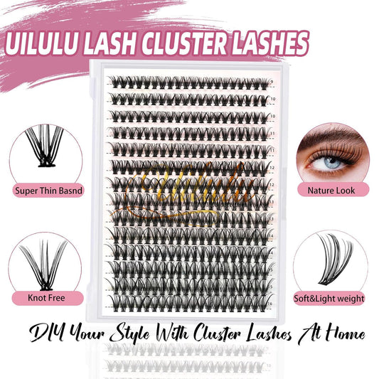 Lash Clusters Individual Lashes D Curl 30D 0.07D 9-16 MIX 280 Clusters Lashes DIY Lash Extensions at Home False Lashes Wispy Eye Lash Clusters(30D, 9-16 mix)