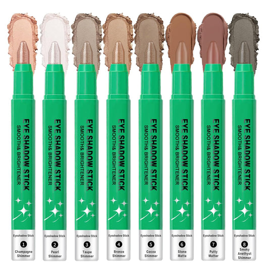 8PCS Eye Shadow Sticks,Shimmer Cream Eyeshadow Stick Set,Eye Brightener Stick,Lightweight Smooth Eye Shadow for Older Women,Teenagers,Middle-aged,Sombras Para Ojos,Eyeshadow Makeup