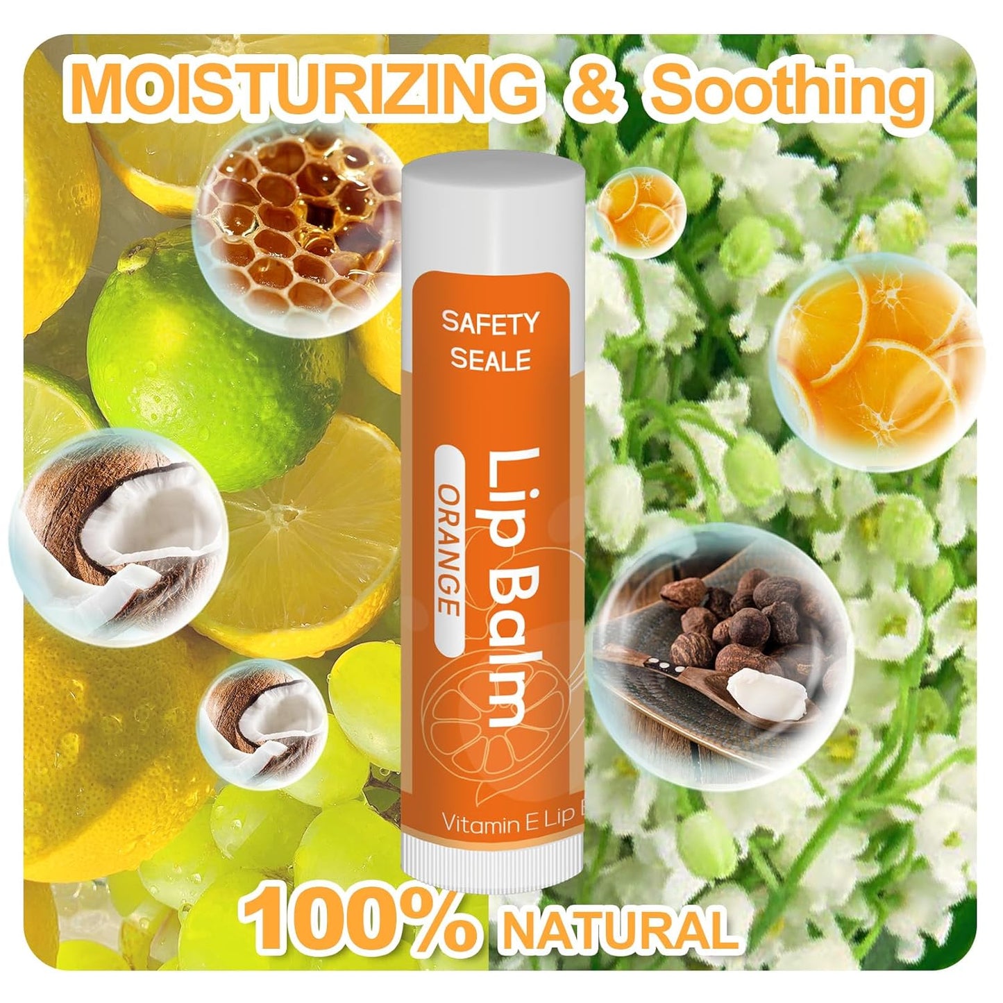 40 Pack Natural Lip Balm Bulk with Vitamin E and Coconut Oil - Moisturizing Dry Cracked Lips, Mini Chap Stick Gifts for Kids Women Men- 10 Flavors - Non-GMO