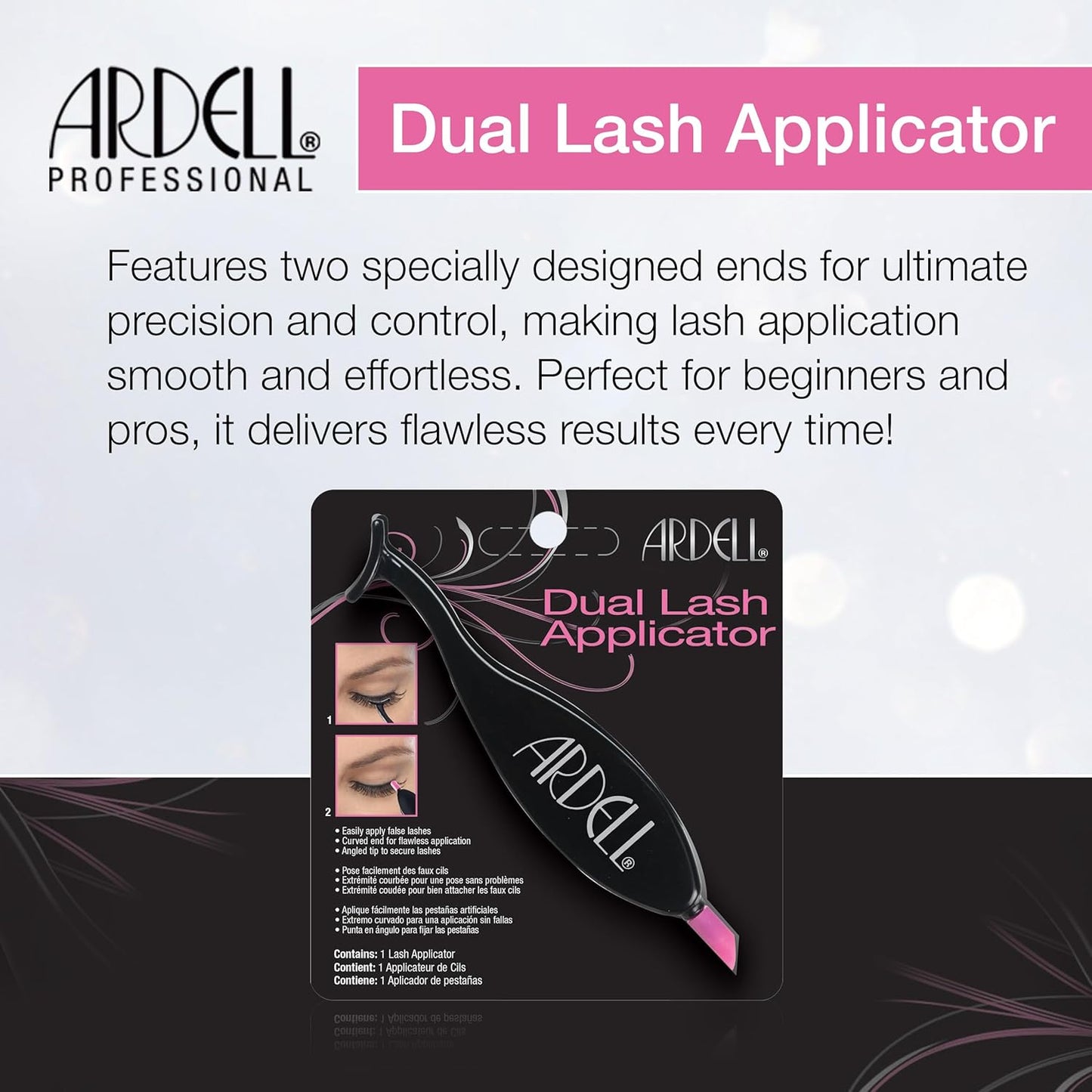 Ardell Dual Lash Applicator Tool, Eyelash Tweezers for Easy Application and Removal, Precision Lash Tweezers, Ergonomic Design Tweezers for Strip and Individual Lashes