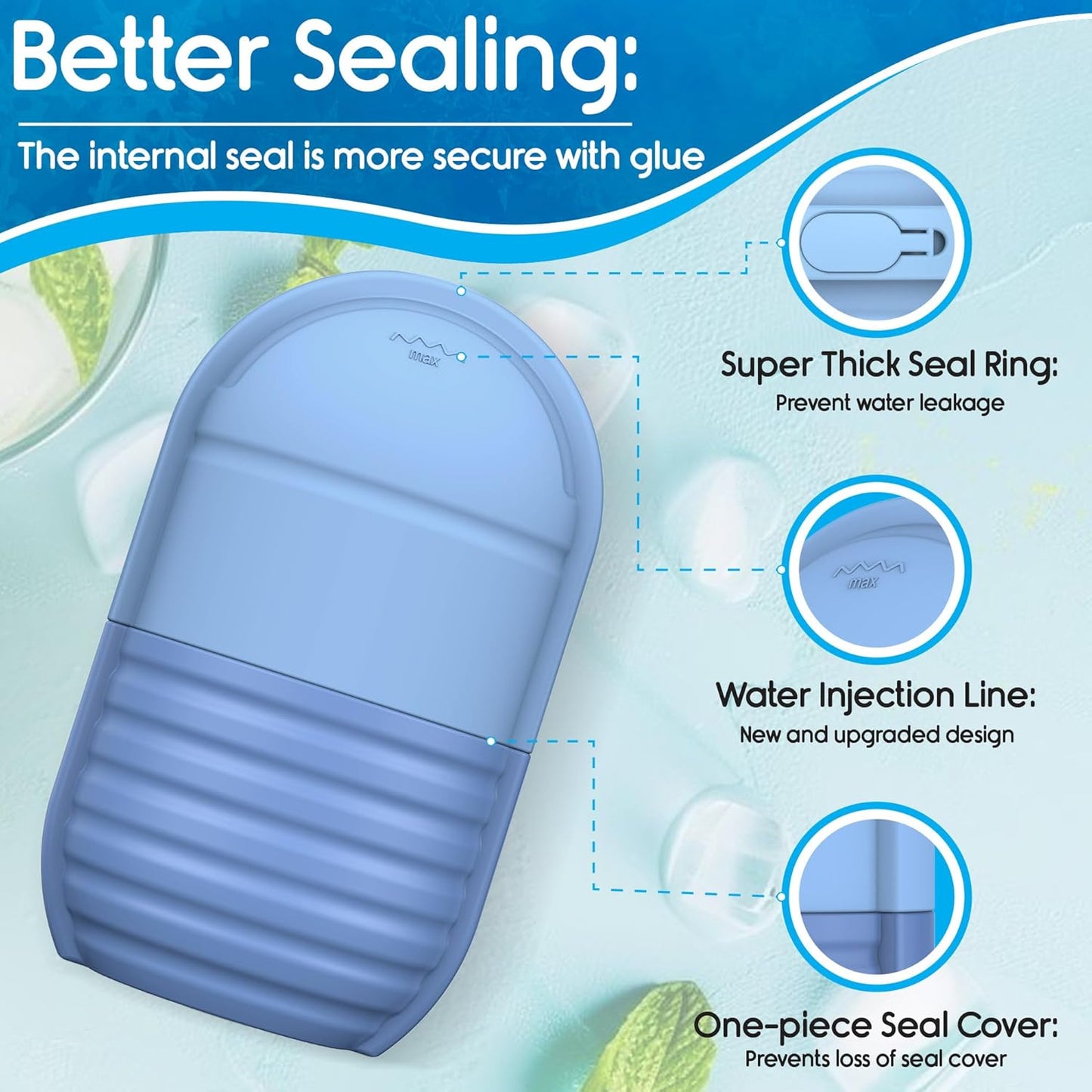 1Pcs Ice Roller for Face, Ice Face Roller, Reusable Silicone Ice Mold for Face, Facial Beauty Ice Roller Skin Care Tools for Shrink Pores Anti Wrinkle Reduce Puffiness (Blue)