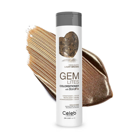Celeb Luxury Gem Lites Cocoa Quartz Colorditioner, Color Depositing Conditioner with Bondfix Bond Rebuilder, Semi Permanent Hair Colour Glaze, Maintains and Refreshes Light Brown Brunette Hair
