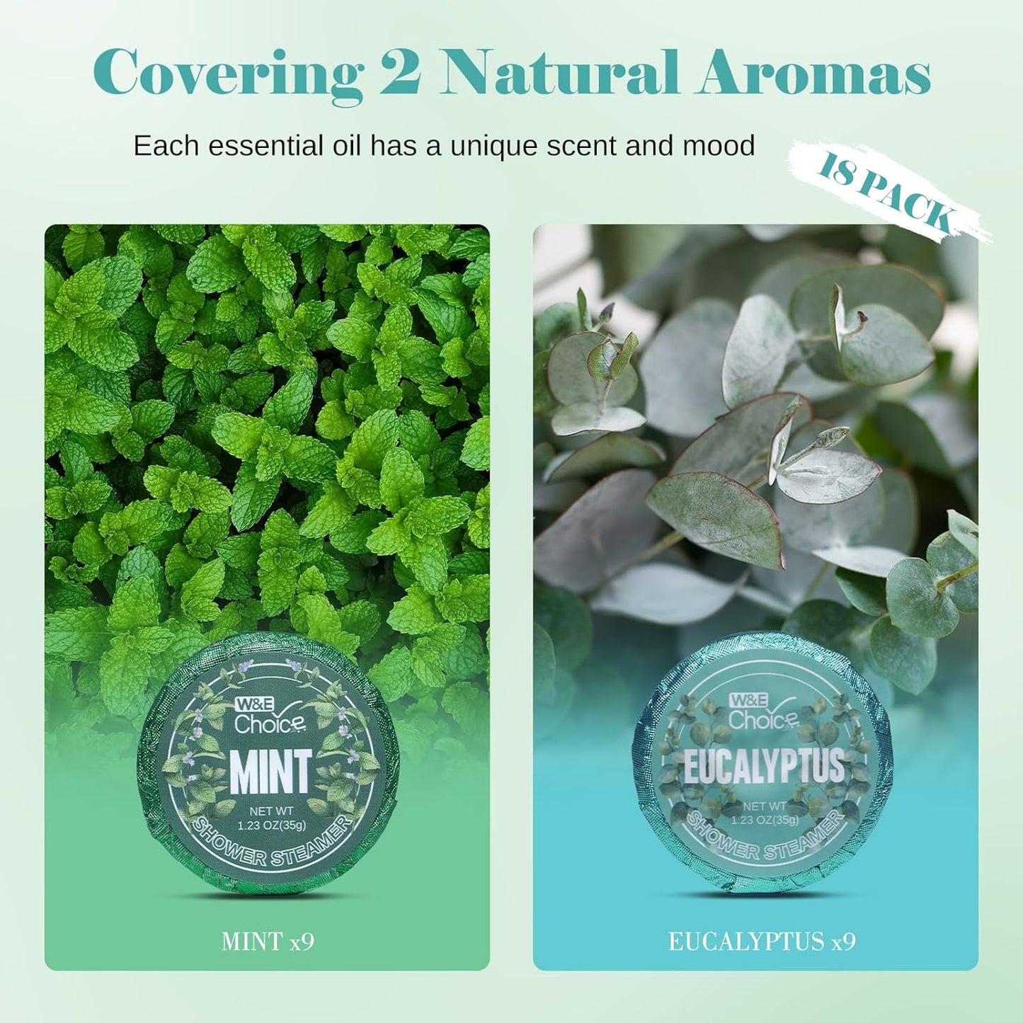 W&E Choice Shower Steamers Aromatherapy 18 Pcs- Shower Bombs Birthday Gifts for Women, Eucalyptus Mint Essential Oils for Daily Relaxation & Stress Relief, Gift for Women & Men, Mom, Teen