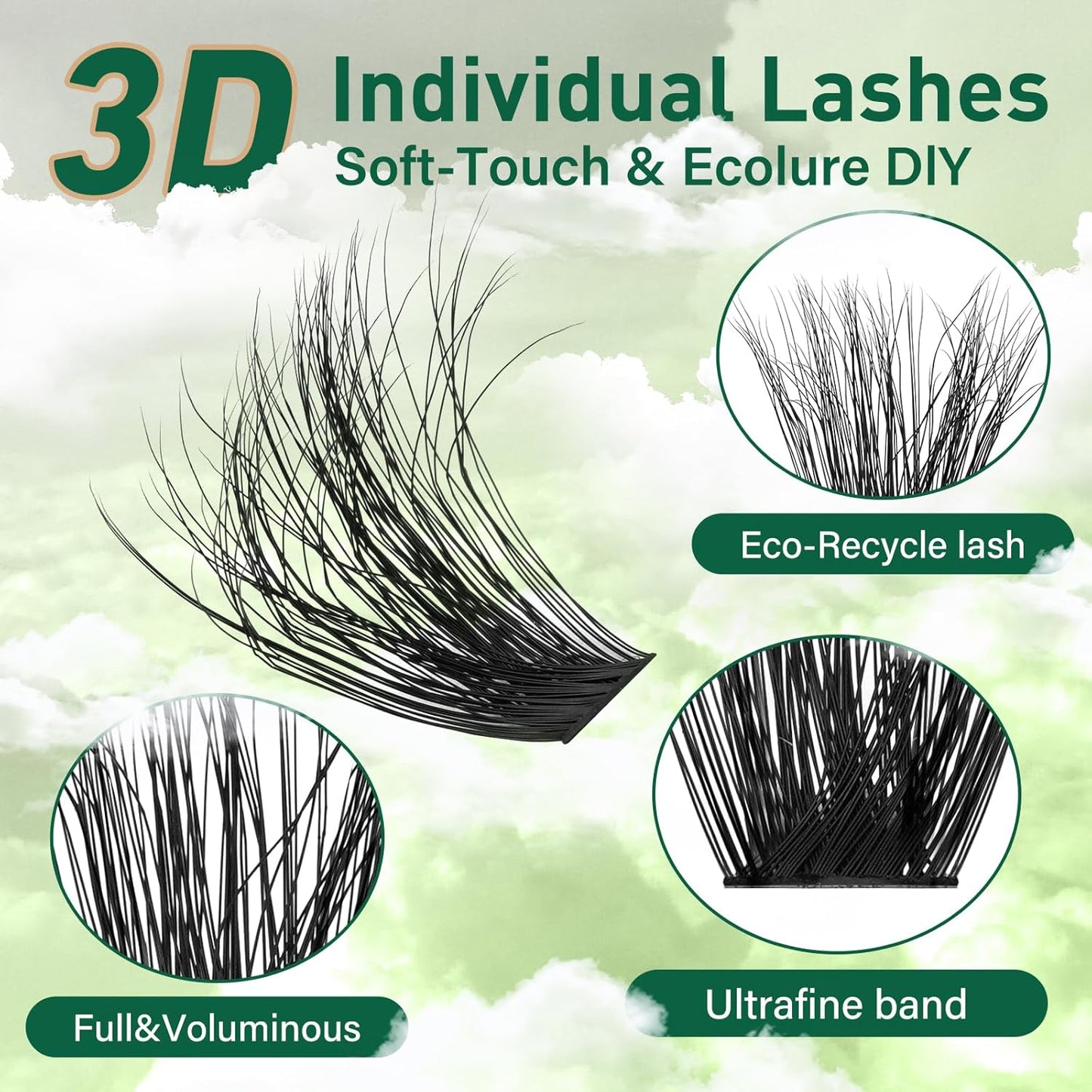 Clusters 3D Effect Eyelash Clusters 280pcs 100D D Curl 9-18MIX Individual Lashes Wispy Lashes Volume Cluster Lashes Natural Soft DIY Lash Extension(3D-100D-D-9-18MIX)