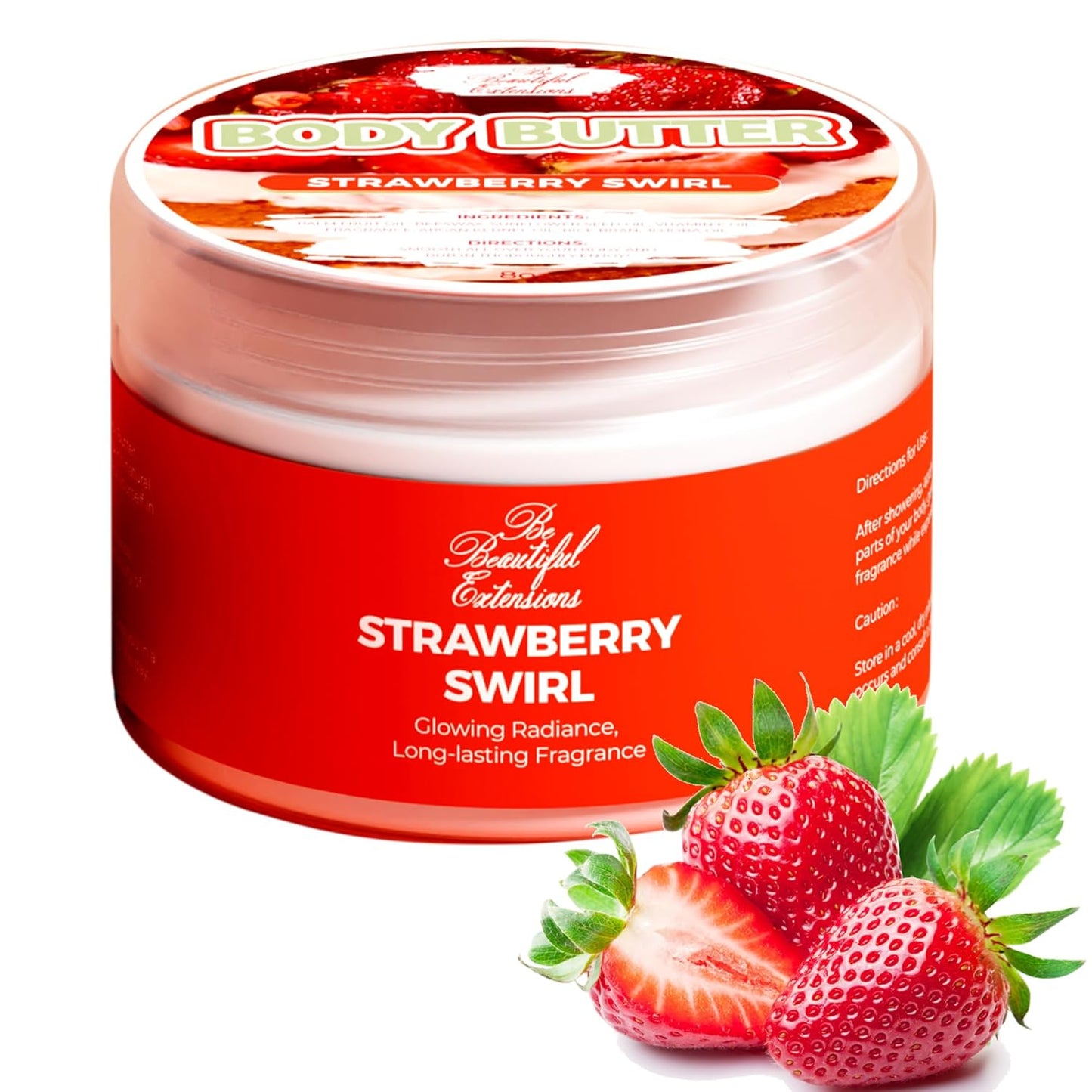 body butter strawberry scent long -lasting fragrance,hydrate skin jojoba oil and more 8oz