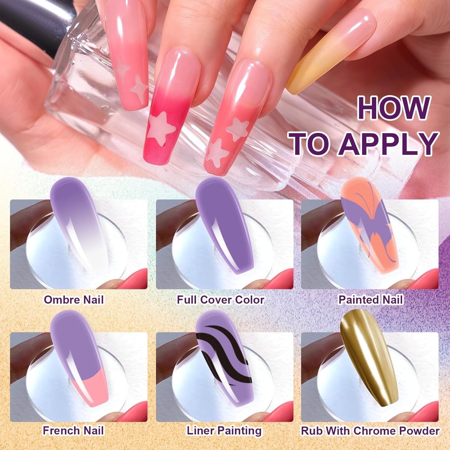 Gradient Painting Gel, 9 Bright Colors Ombre Gel Nail Polish Light Pink Blue Summer Kit Sponging for Pigment Pat Kit Aura Nails French Manicure Soak Off UV Bloom Summer Set