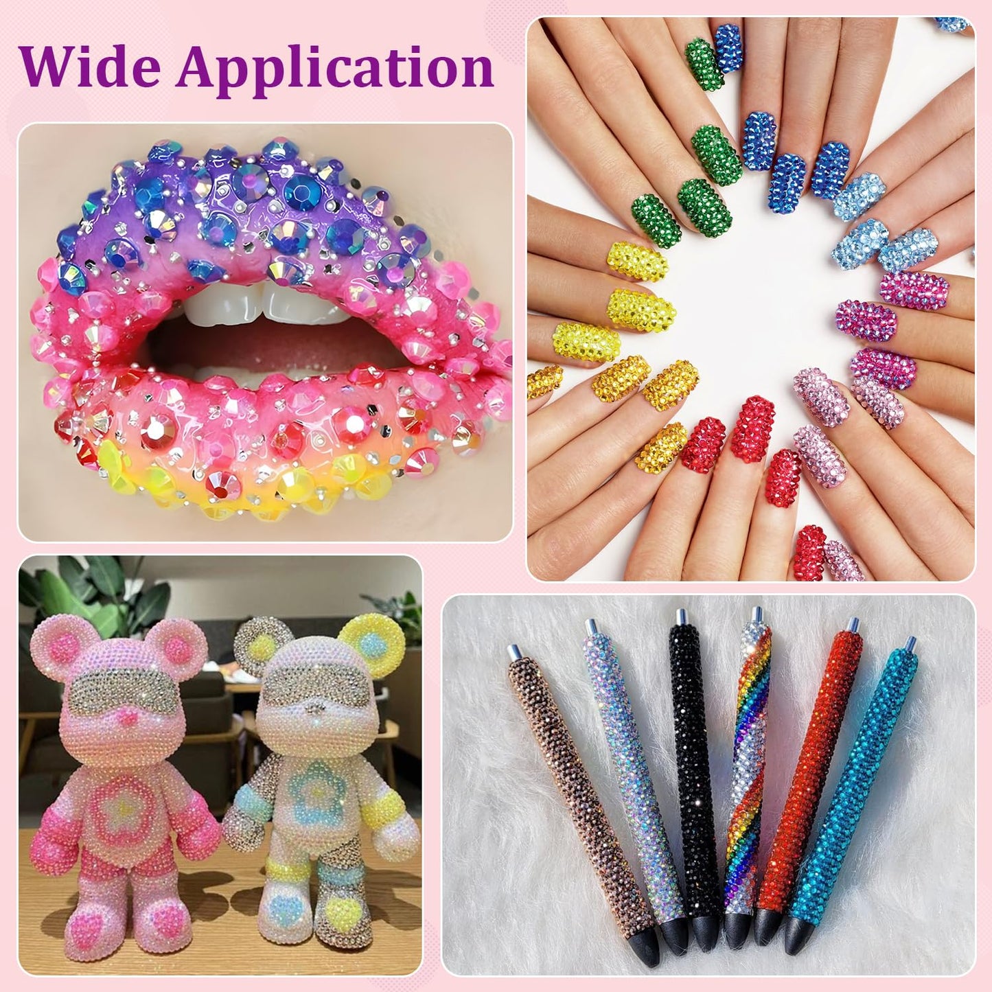 25000Pcs Resin Jelly Rhinestones with Tweezers for Crafting, Lavender Purple AB Flatback Gems, Bedazzling Crystal with 3Pcs 10ml B7000 Jewelry Glue for DIY Crafts Clothing Tumblers Shoes Nail Art