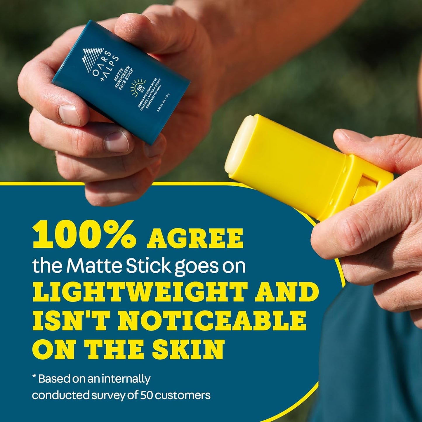 Oars + Alps Matte Face Sunscreen Stick, SPF 50 Travel Sunscreen Roll On for Face & Body, Fragrance Free, Water & Sweat Resistant Sunblock, All Skin Types, Dermatologist Tested, Moisturizing