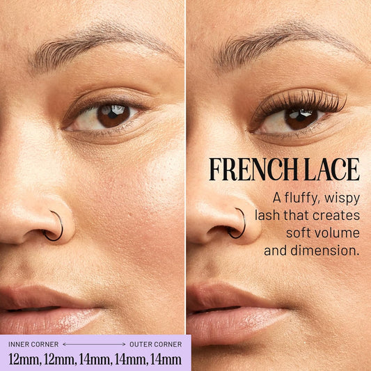 Lilac St - French Lace Glamorous Faux Eyelash Clusters (12mm) - Delicate & Wispy - DIY Lash Extension Wisps - Lightweight & Lifelike - Korean Silk - Lasts 10 Days - Cruelty Free, Vegan - 10 Lashes