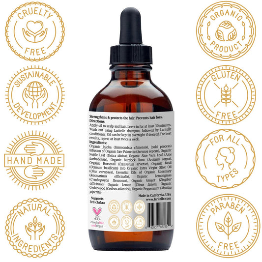 Organic Hair Loss Prevention for Men & Women 4 oz | Prevents Hair Shedding, Promotes New Healthy Hair Growth & Scalp Health | Rosemary, Lemongrass, Ginger & Cedarwood | GMO-free. Vegan
