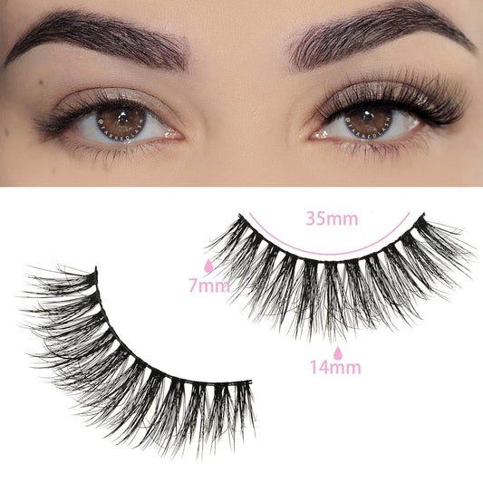 FARRED Natural Eyelashes Wispy Lashes Short False Eyelash Small Cat Eye Fake Lashes Full Pestañas Sets for MUA and Beginners Daily Makeup (F2 | 7-14mm)