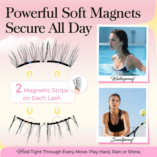 Bepholan Soft Magnetic Eyelashes with Applicator Reusable Upgrade Magnetic Lashes Natural Look No Glue Needed Easy to Wear and Remove(RC25)