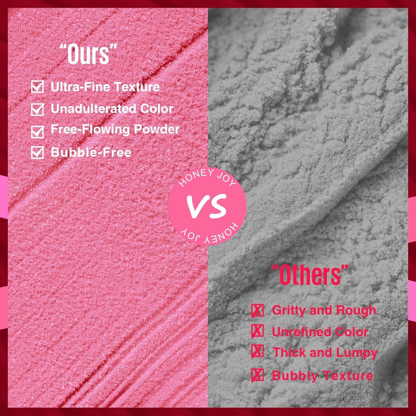 Honey Joy Dip Powder Nail Kit Starter, 4 Colors Dark Red Hot Pink Fine Dipping Powder Liquid Set with Base Top Coat Activator for Nail Art Manicure Salon DIY No LED Nail Lamp Needed, Dip-7pcs-No.20