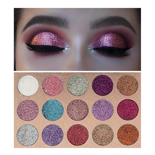 15 Colors Eyeshadow, Glitters Shimmer Pigment Pressed Makeup Palette Eyes Cosmetic