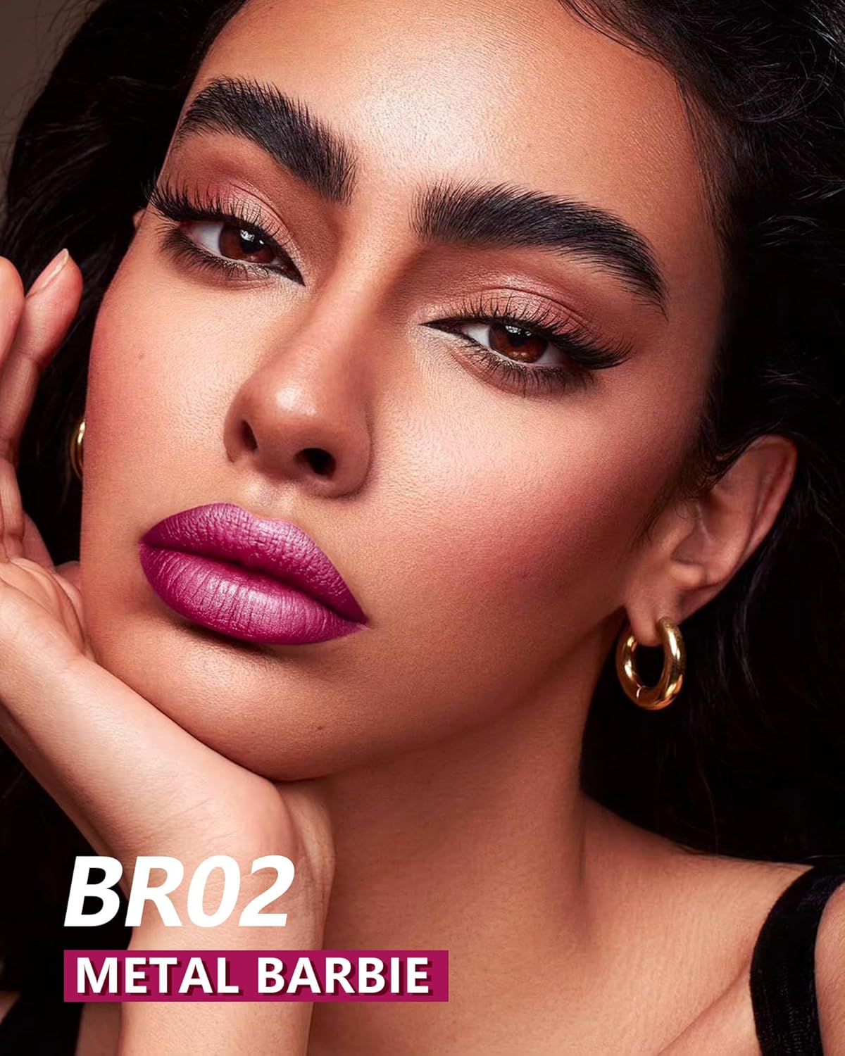 MAKI YIKA Metallic Lipstick - Long Lasting Hot Pink Lipstick for Women, High Shine No Smudge Transferproof Full-Coverage Lip Gloss (BR02 Metal Barbie)