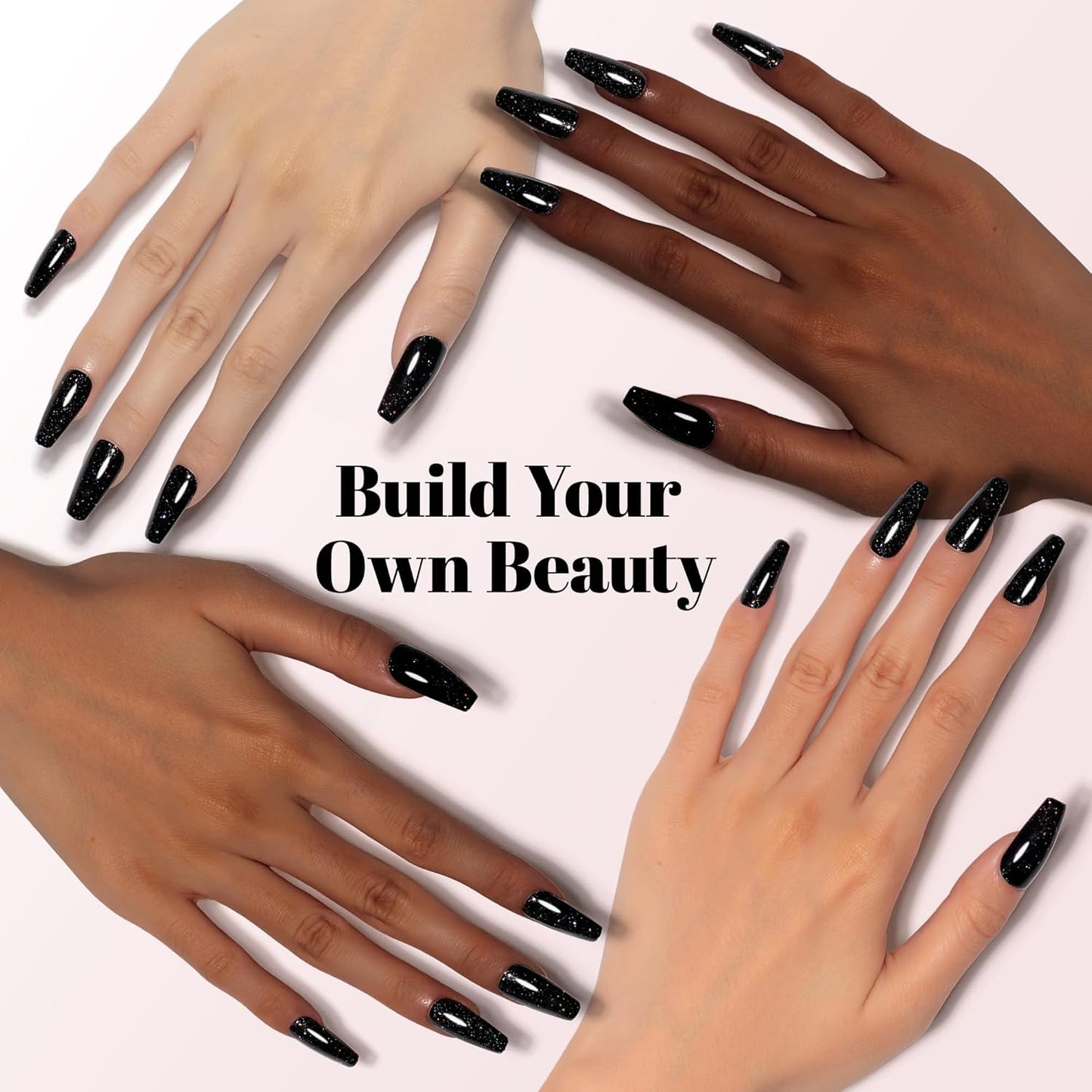 YTD Likomey Gel Nail Polish,15ml Sparkling Colorful Chunky Black Glitter Gel,Shiny Fall Winter Salon Home DIY Soak Off UV Manicure and Pedicure Varnish,CS024