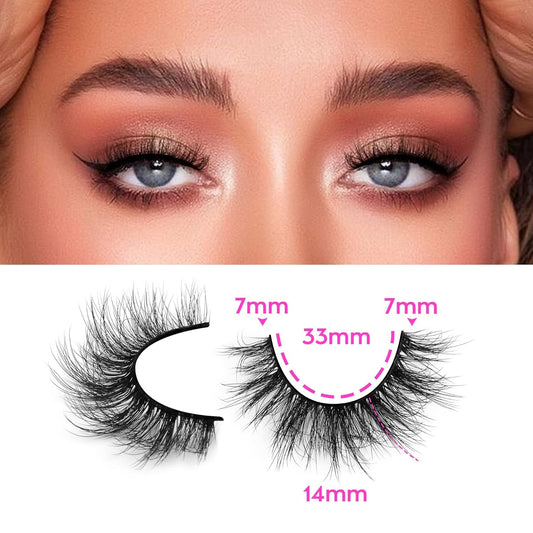 JIMIRE Faux Mink Lashes Wispy 14MM C-D Curl Lightweight Volume False Eyelashes Natural Look Like Eyelash Extensions 5 Pairs Pack
