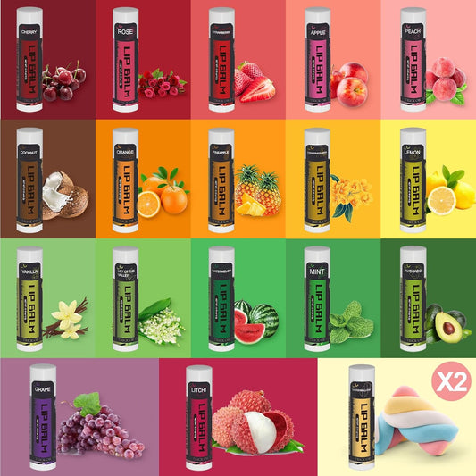 Yopela 19 Pack Halloween Natural Lip Balm Bulk with Vitamin E and Coconut Oil Lip Care Set - Moisturizing, Soothing, and Repairing Dry and Chapped Lips - 18 Flavors - Non-GMO