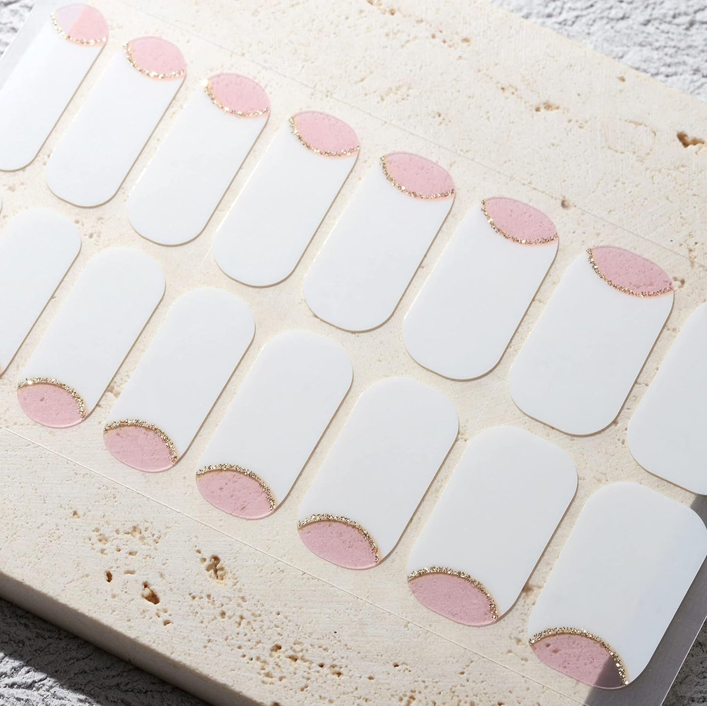 Nail Polish Strips, 32PCS Salon Quality Wraps, Long Lasting Gel Nail Stickers for Women Easy Apply& Remove (Spring on The Tips White)