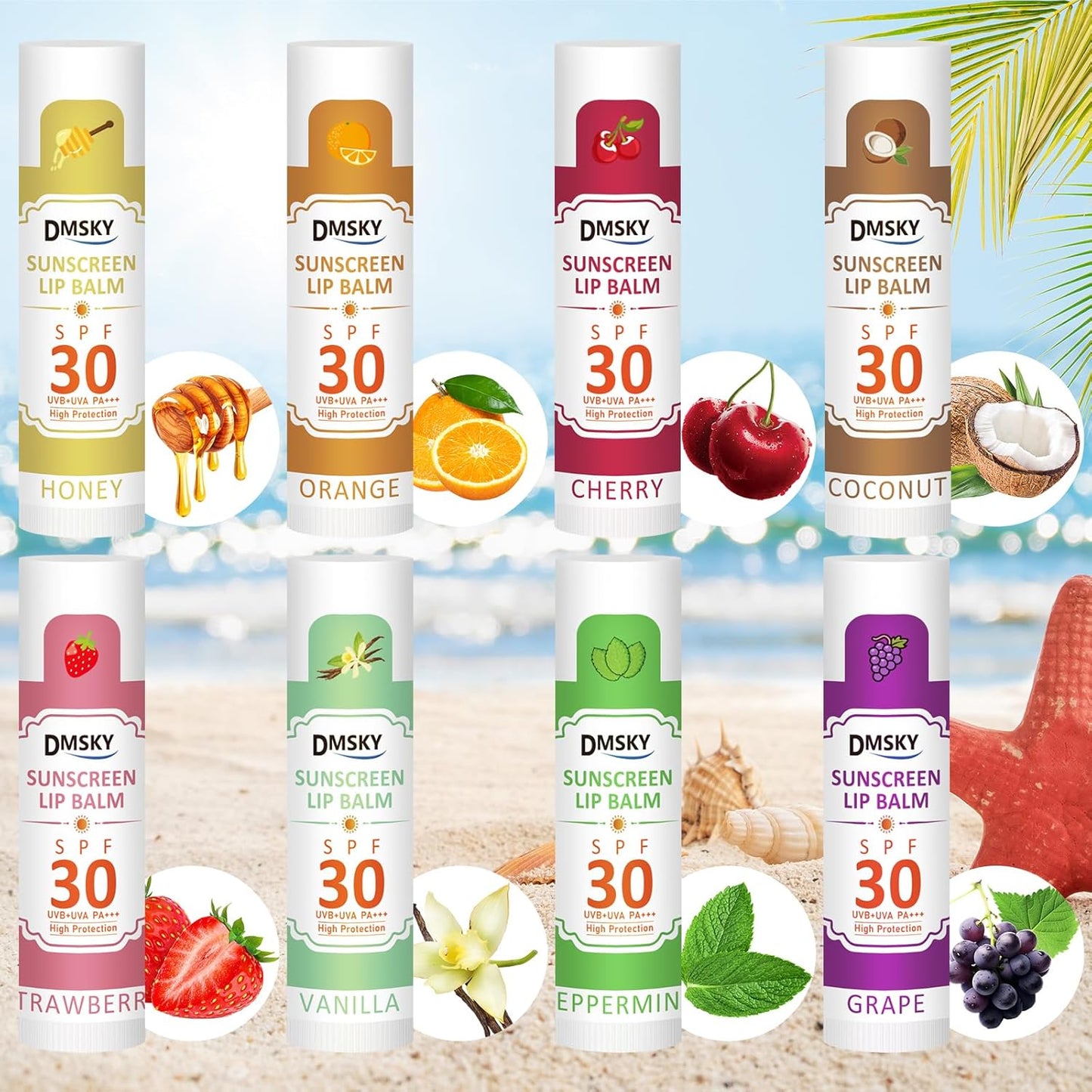 DMSKY SPF Lip Balm Bulk 64 Pack, Sunscreen Lip Balm SPF 30, Broad Spectrum UVA/UVB Protection, Lip Sunblock Bulk Sunscreen Travel Size