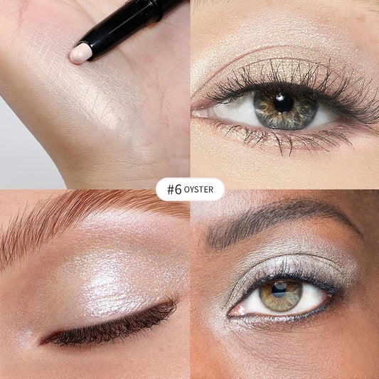 Eyeshadow Stick, Shimmer and Matte Cream Eye Shadow Brightener Sticks Eyeliner Pencil Crayon, Waterproof Long Lasting Eye Highlighter Stick Makeup,0.056 Oz(#6-Oyster)