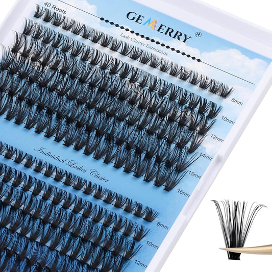 Lash Clusters Large Tray 240pcs 0.07mm 40P+50P D Curl Mix 8-16mm Individual Lashes Soft&Fluffy Cluster Lashes Mink Lash Extension Clusters Mixed Tray Individual Lashes Cluster By GEMERRY