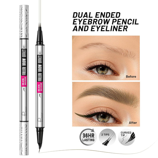 2 Pack 2 Fine Tip Eyebrow Pen, Waterproof Filling Faux Brow Makeup Pencils for Women with Precise Curved Brush-Tip to Fast Create Natural Hair-Like Brows, Last All-Day (Truffle)