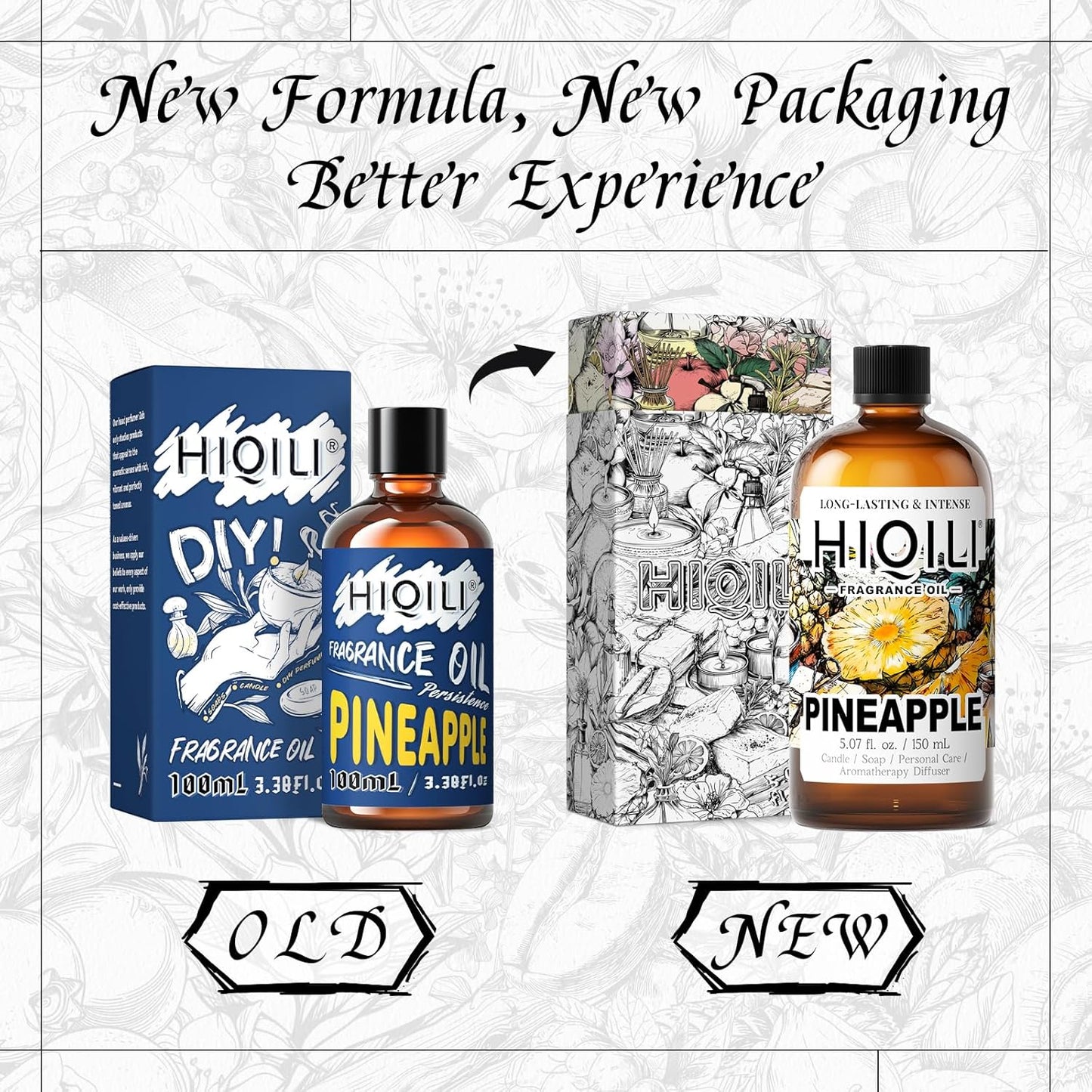 HIQILI Pineapple Fragrance Oil for Diffuser, Soaps, Bath Bombs, Candles Making, Bright Scents for Home, Car & Office - 5.07 Fl Oz