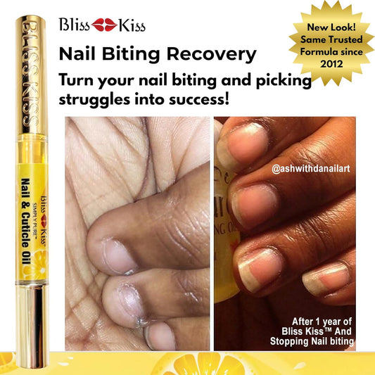 Bliss Kiss | 1 Crisp Fragrance | Nail Oil Cuticle Pen w/Vitamin E & Jojoba⏤Nail Strengthener Nail Growth Serum for Brittle Peeling Breaking Thin Nails