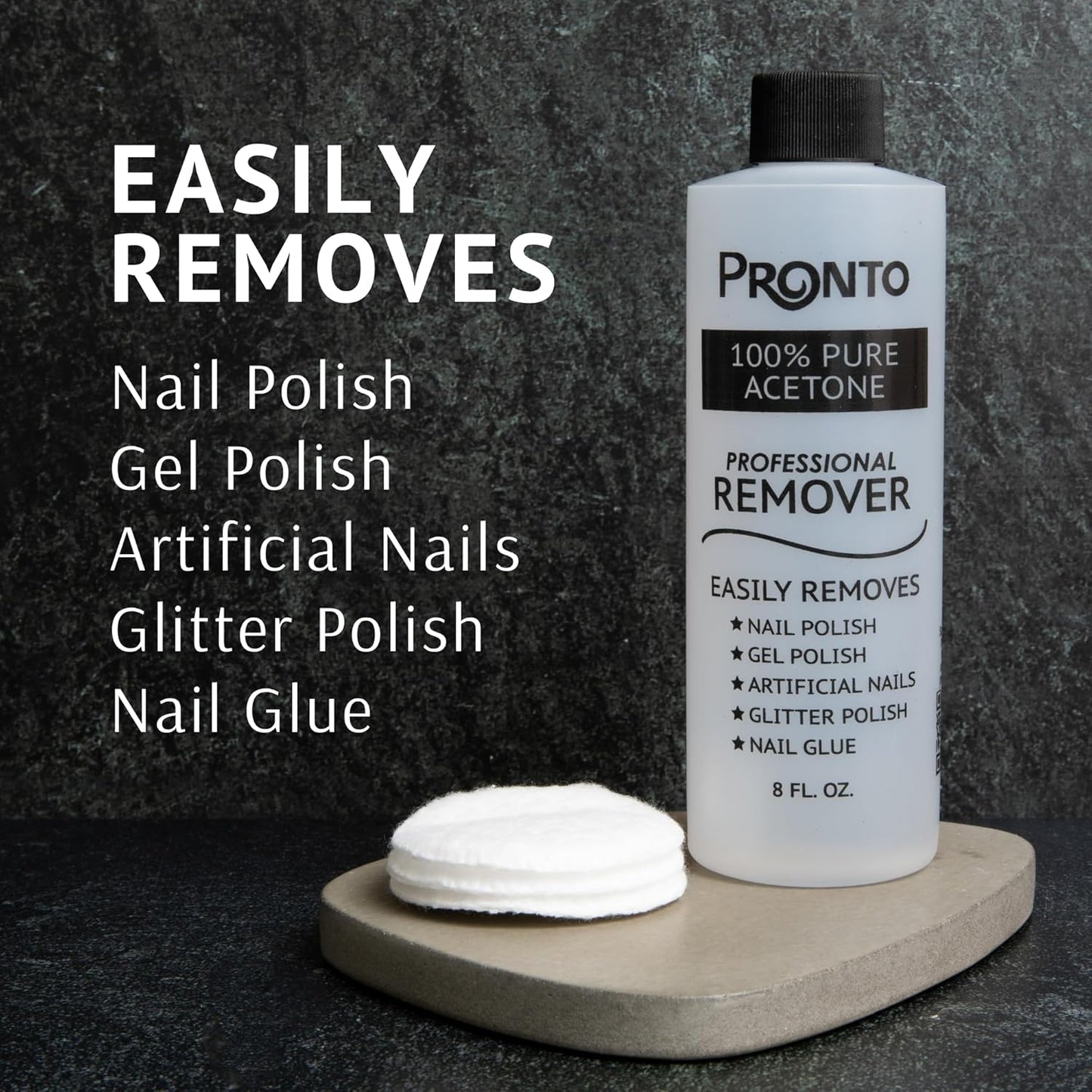 Pronto 100% Acetone Gel Nail Polish Remover - Polish Remover for Nails | Acetone Nail Polish Remover & Acrylic Nail Remover for Removal of Glue & Dip | Acrylic Nail Remover, 8 Fl oz 2 pack