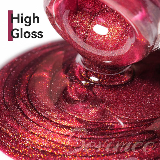 Cat Eye Gel Nail Polish Red Glass Jelly Magnetic Nail Polish Gel Shimmer Glitter Gloss Shine Holographic Wine Color Velvet For Nail Art Manicure DIY At Home 12ml