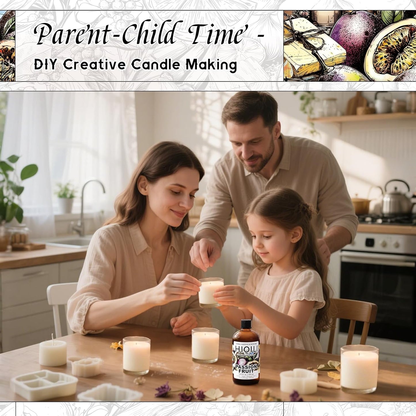 HIQILI Passion Fruit Fragrance Oil for Home Diffuser, Oil Burner, Great for Soap, Candle & Perfume Making, Add to Body Lotion - 5.07 Fl Oz