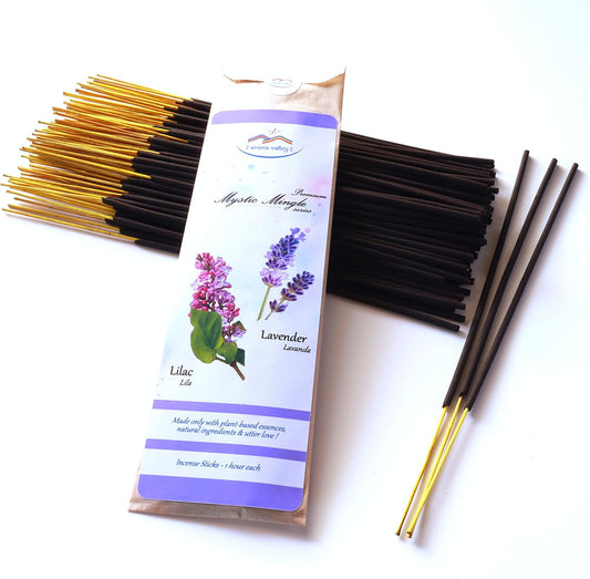 Incense Sticks - Lavender and Lilac Artisan Blend - Premium Quality Hand-Dipped Natural Incense - 75 Grams - 50+ Sticks - Uplifting, Calming, Stress-Relief, Relaxation, Meditation