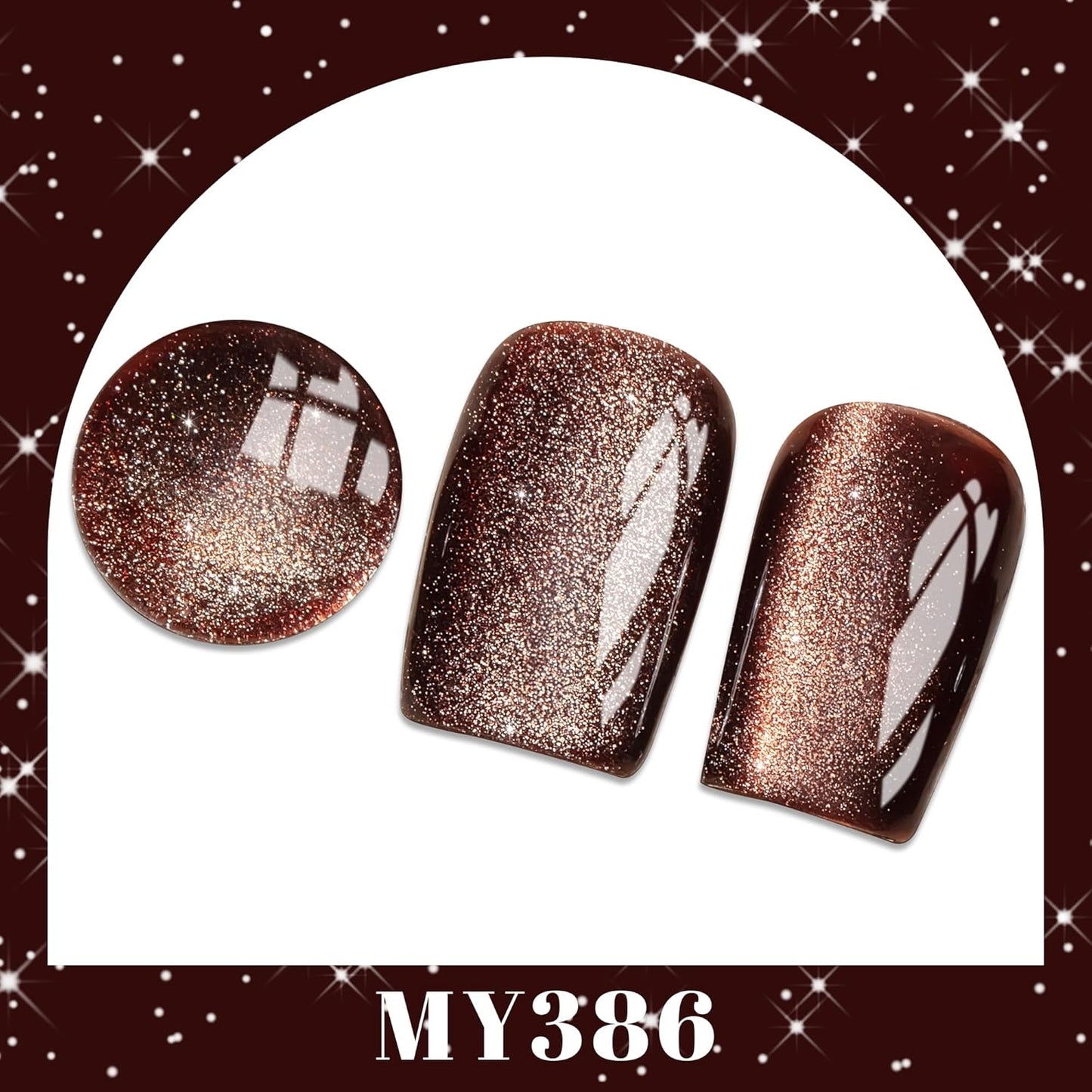 YTD Likomey Cat Eye Gel Nail Polish,15ml Brown Holographic Translucent Neutral Velvet Jelly Sheer Shiny Magnetic Gold Glitter Fall Winter UV Color Varnish with Magnet Stick,MY386