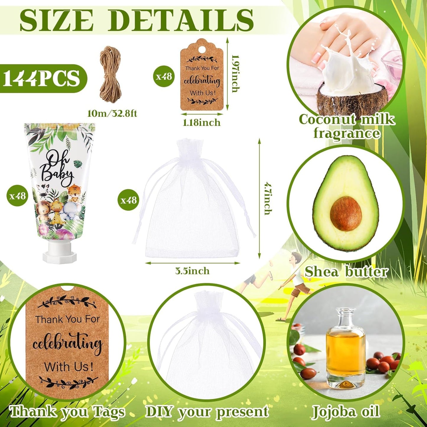 48 Sets Baby Shower Hand Cream Party Favors for Guests Gift Bulk Travel Size Hand Lotion Set for Baby Shower Wedding Christmas(Animal)