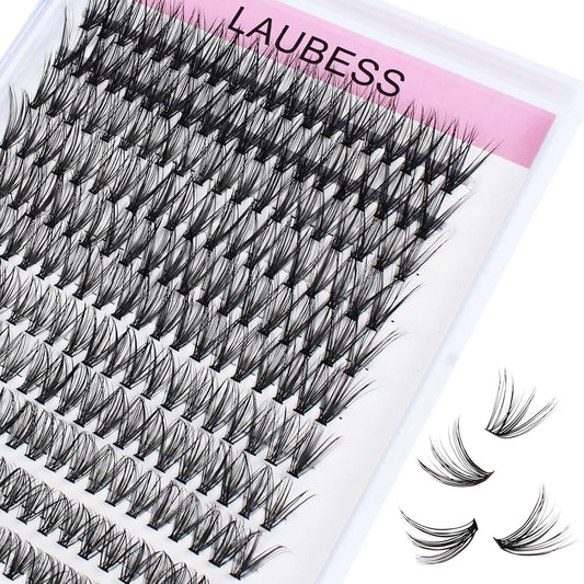 Eyelash Clusters LAUBESS Lash Clusters Individual Lashes Cluster Eyelash Extensions DIY at Home Waterproof Cluster Lashes (30D-0.07C-14-18)