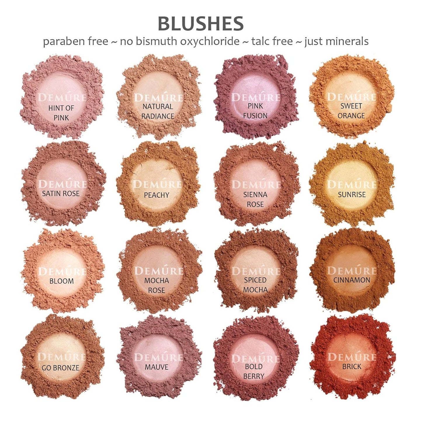 Demure Go Bronze Mineral Blush Powder, Loose, Natural, Professional, Cruelty-Free Makeup