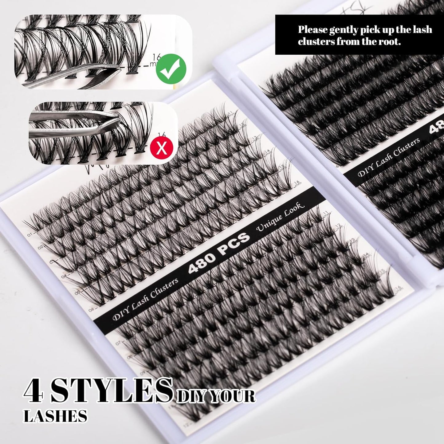 Lash Clusters 480 Clusters 60D 80D Thick Eyelash Extension 30D 40D Individual Eyelashes D Curl 11-20mm False Eyelash Multi-Style DIY Lash Extensions for Beginners(30D-80D-D, 11-20MIX)