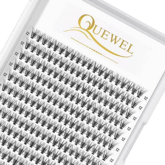 QUEWEL Cluster Lashes 240Pcs Individual Lashes 20D 0.07C Curl 12mm Knot-Free Lash Extensions Clusters Lashes Soft&Natural False Eyelashes Individual DIY Eyelash Extension at Home(20D 0.07C 12)